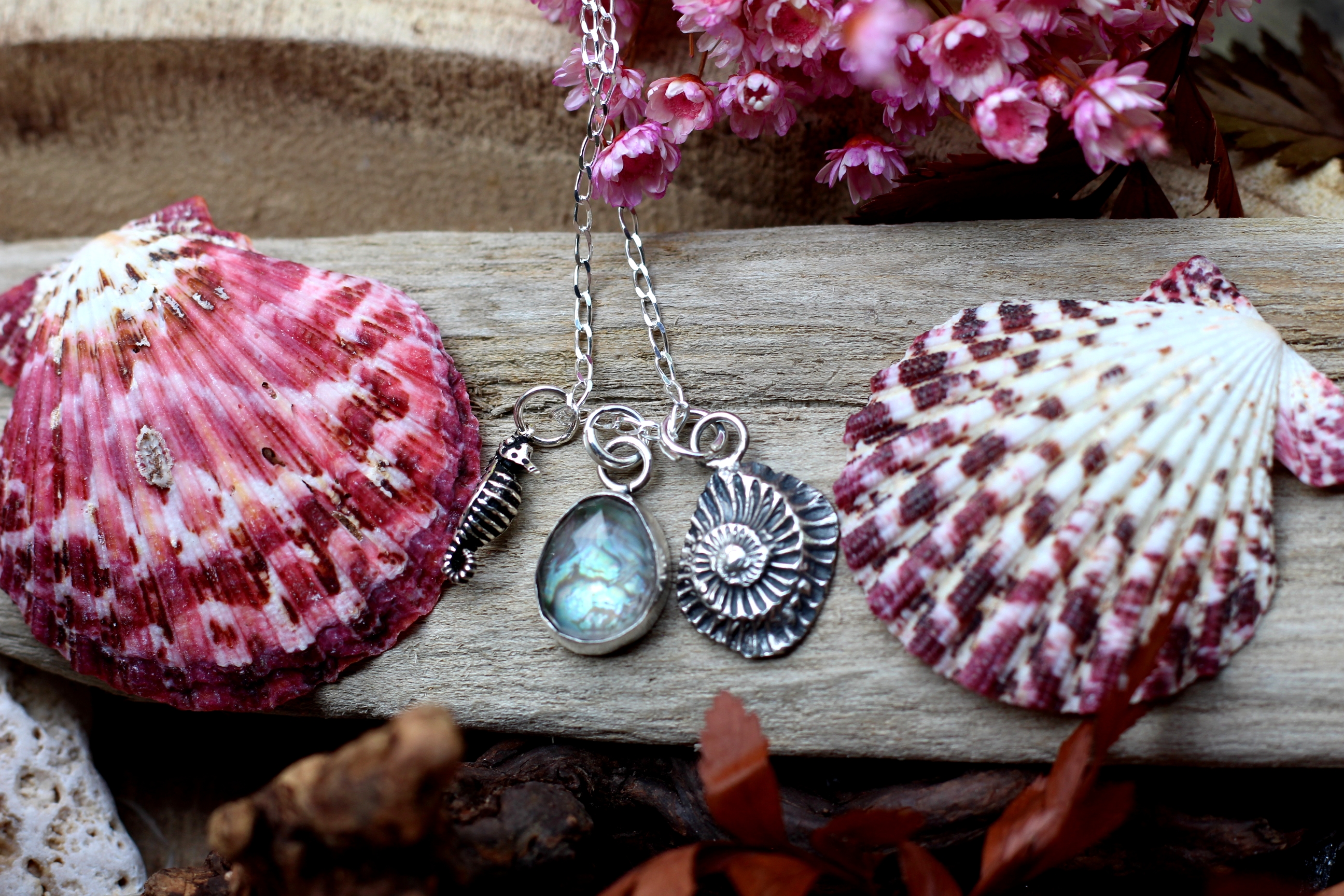 Fossil & Seahorse Charms
