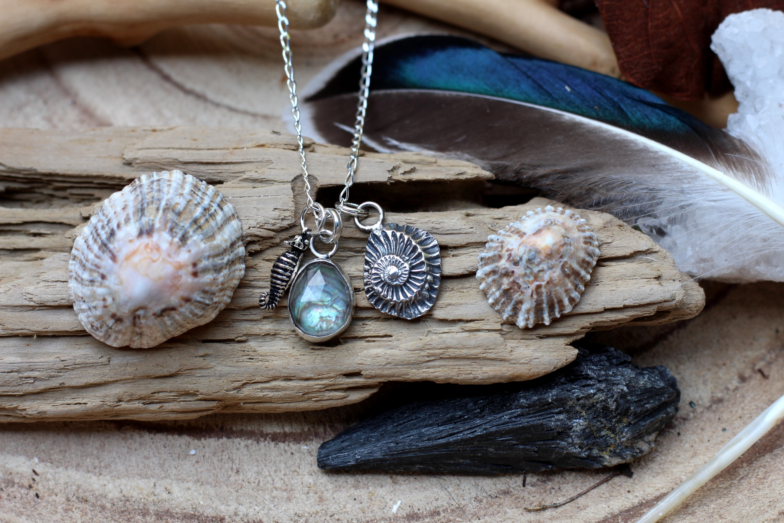 Fossil & Seahorse Charms